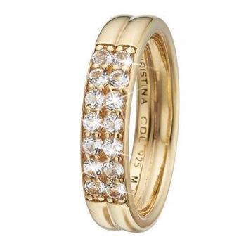 Christina Collect Gold-plated silver Eternity Topaz double wedding ring with white topaz, model 4.2.B